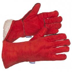 Краги красные спилковые пятипалые с подкладкой из искусственного меха  "ТРЕК" картинка