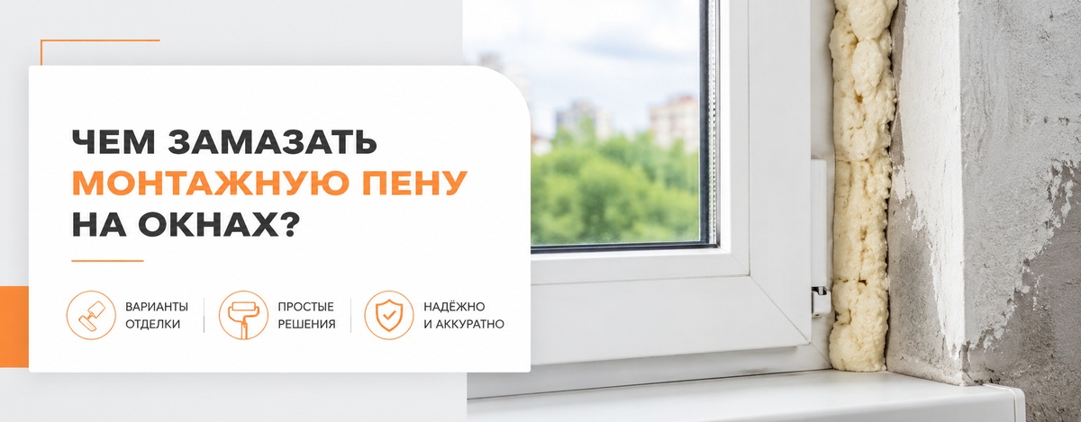 чем замазать монтажную пену на окне