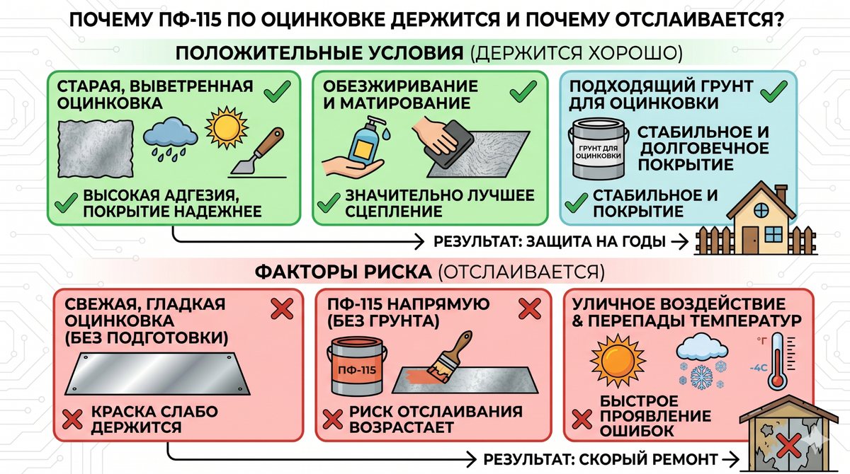 почему отслаивается пф 115