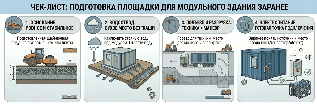 чек-лист подготовки основания под бытовку