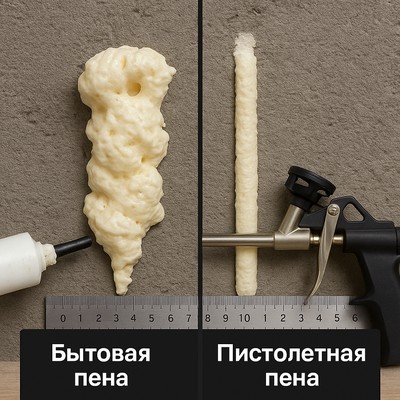 сравнение бытовой и пистолетной пены