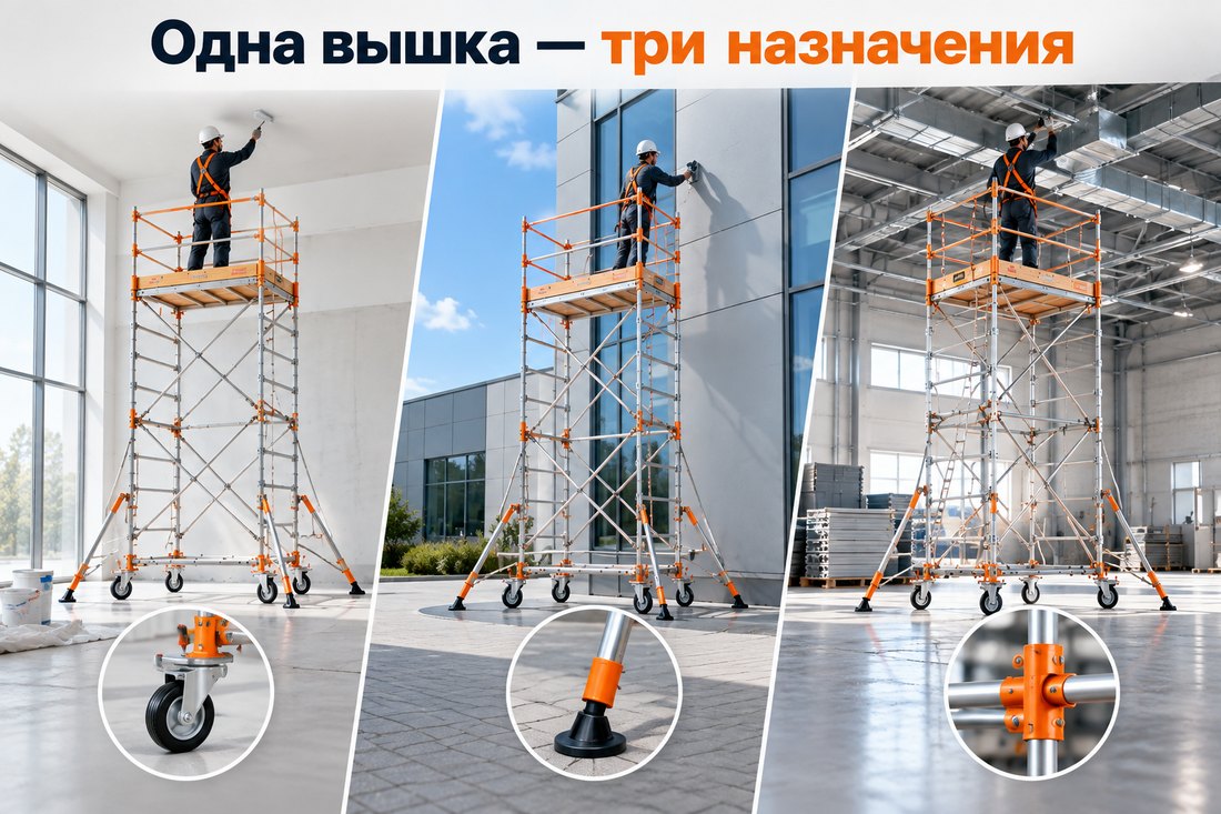 Одна вышка-тура и три значения высоты