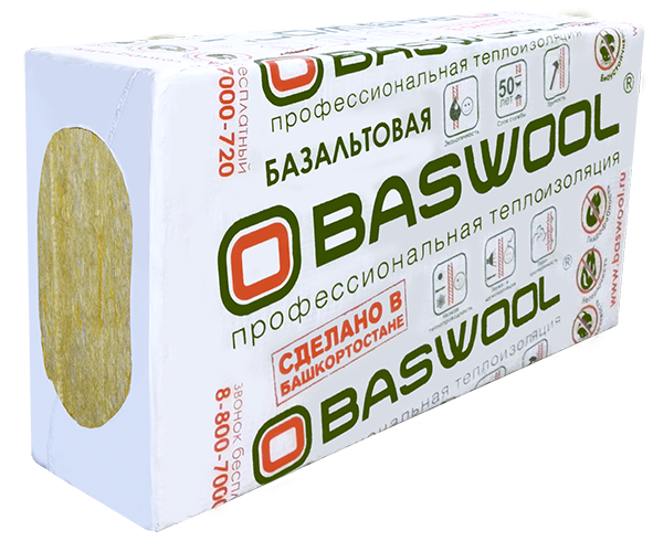 Теплоизоляция BASWOOL ФАСАД  140 1200*600*50 (6 шт, 4.32 м2, 0.216 м3)