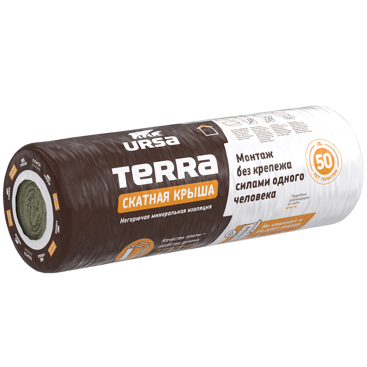 Теплоизоляция URSA TERRA 35 Скатная крыша (150*1200*3900) 0,702м3/4,68м2 1шт/уп подробнее
