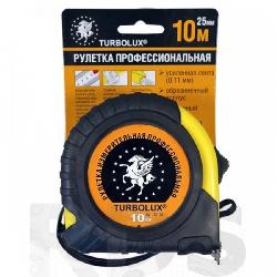 Рулетка TURBOLUX 10 м х 25 мм, обрезиненый корпус, двойная плавная фиксация (48 шт/кор, 6шт/упак) картинка