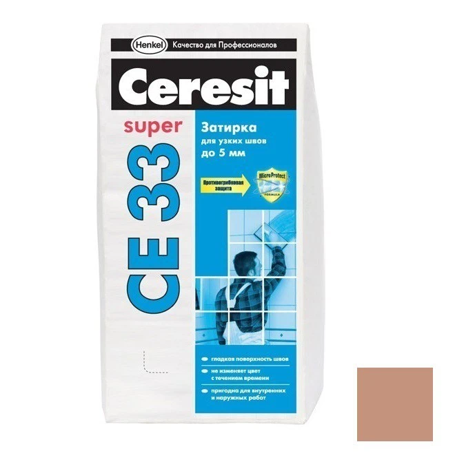 Затирка Ceresit СЕ 33 2-5мм светло-коричневый (2кг)