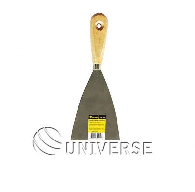 Шпательная лопатка из нержавеющей стали UNIVERSE, 100 мм,  деревянная ручка(240шт/кор,12шт/упак) фото