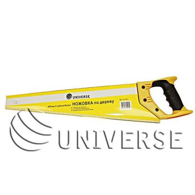Ножовка по дереву UNIVERSE , 450мм,  7-8 TPI, ЗУБ - 2D, 2-х компонентная ручка  (24 шт/кор,6шт/упак) фото