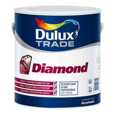 Kраска износостойкая для стен и потолков Dulux Diamond Matt BW 2.5л что это такое