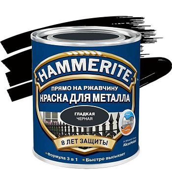 Краска по ржавчине Hammerite гладкая глянцевая черная 5 л фото