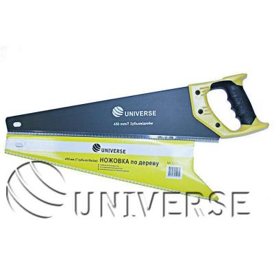 Ножовка по дереву UNIVERSE , 450мм,  7-8 TPI, ЗУБ - 2D, 2-х компонентная ручка  (24 шт/кор,6шт/упак) фото