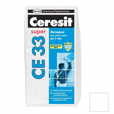 Затирка Ceresit CE 33 2-5мм белый №01 (25кг)  фото