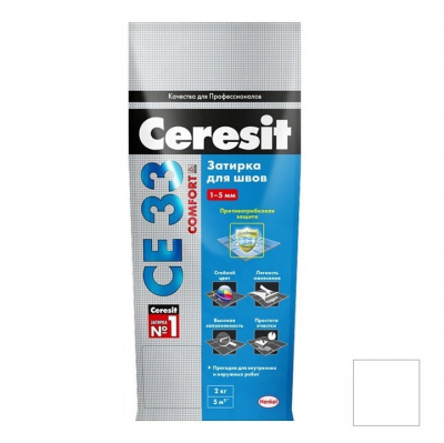 Затирка Ceresit СЕ33 2-5 мм белый (2 кг) фото