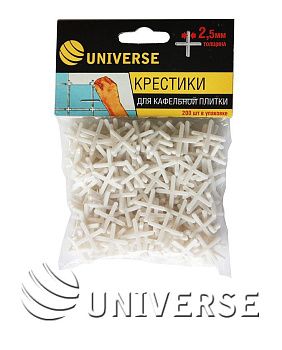 Крестики для кафельной плитки 2.5 мм. (200 шт. в упаковке) UNIVERSE ( 100 шт/кор,200шт/упак)  фото