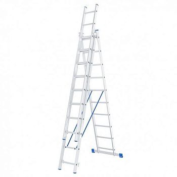Лестница, 3 х 10 ступеней, алюминиевая, трехсекционная  СИБРТЕХ картинка