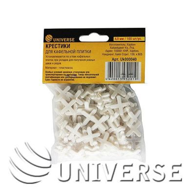 Крестики для кафельной плитки 4 мм. (100 шт. в упаковке)  UNIVERSE ( 100 шт/кор,150шт/упак)  цена