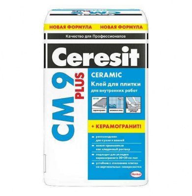 Клей CERESIT СМ 9/25 Plus, для плитки для внутренних работ (25кг)  фото