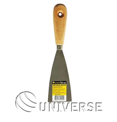 Шпательная лопатка из нержавеющей стали UNIVERSE, 60 мм, деревянная рукоятка фото