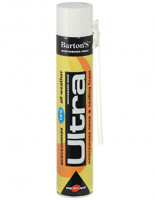 Пена монтажная BARTON'S ULTRA всесезонная бытовая, 750/1000 мл, 16 шт/уп фото